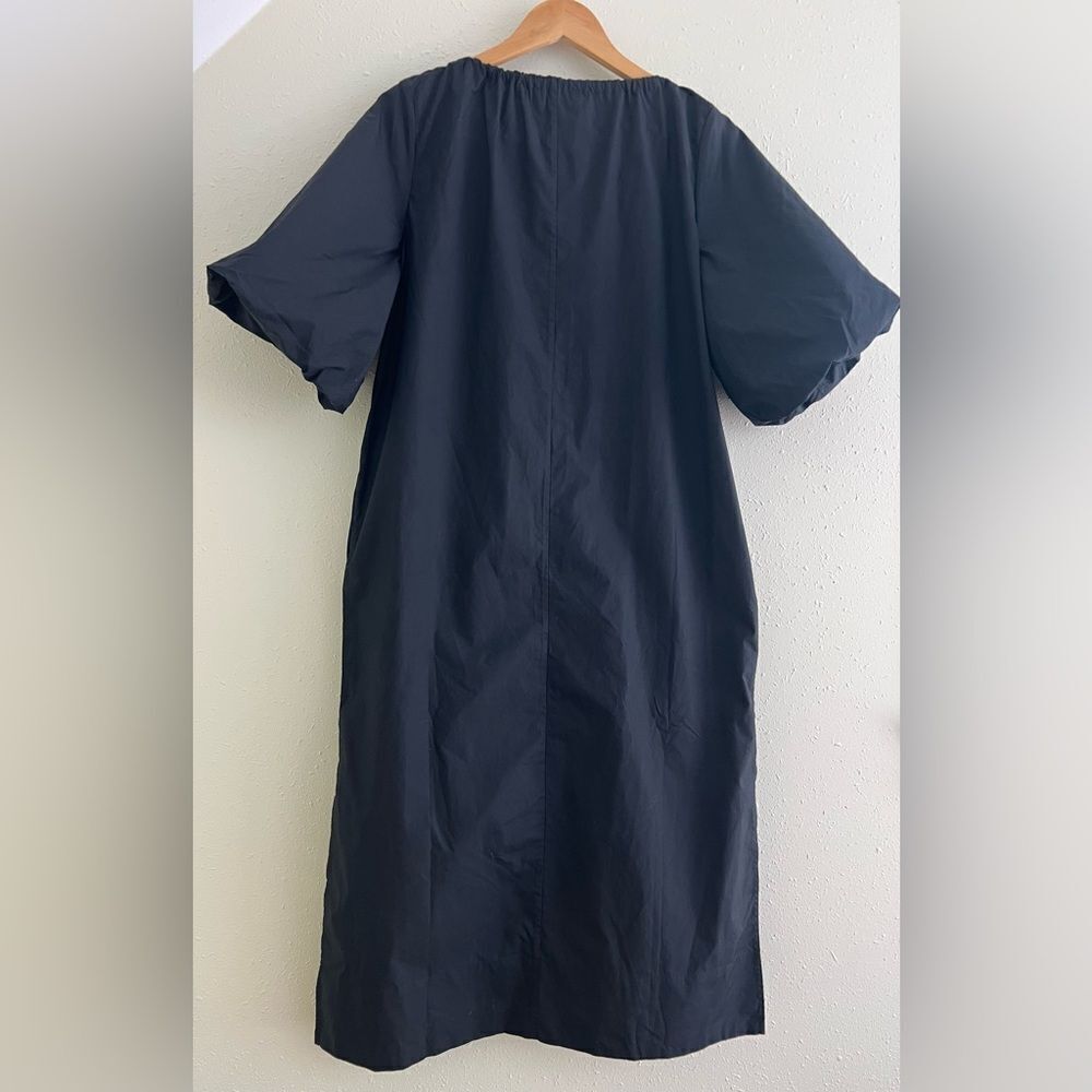 New Everlane The Supima® Puff-Sleeve Dress in Black Size M - Picture 4 of 13